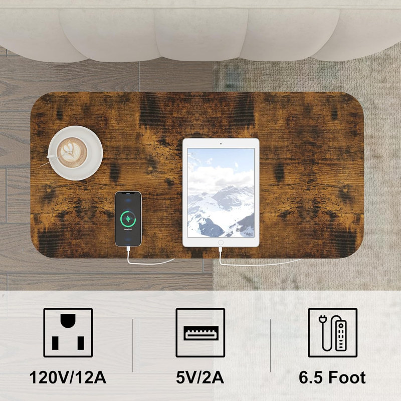 End Table with Charging Station - Sofa Couch Table
