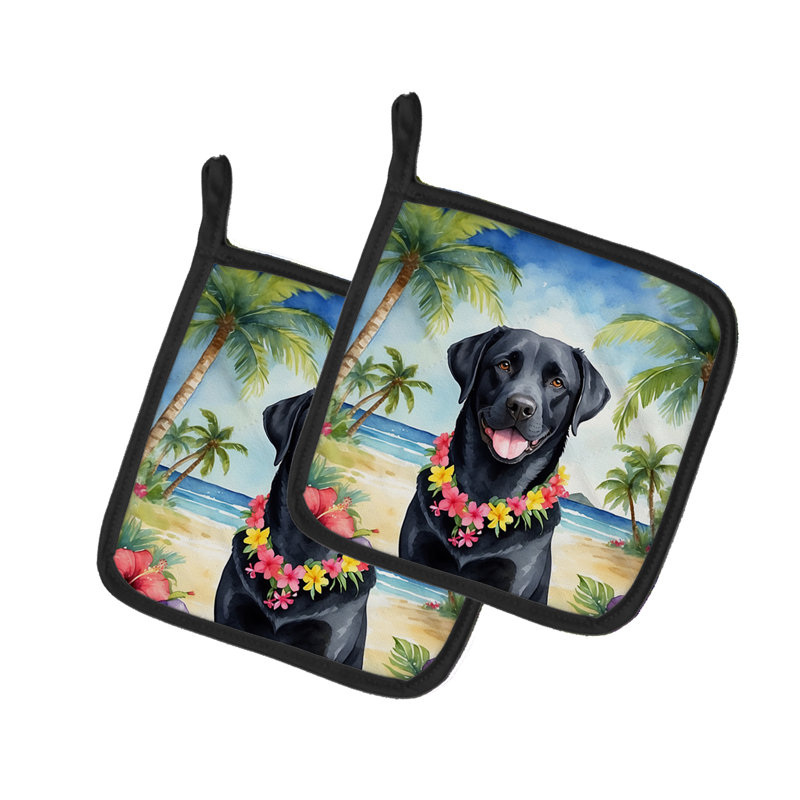 Caroline's Treasures Luau Party Floral Polyester Potholder Set