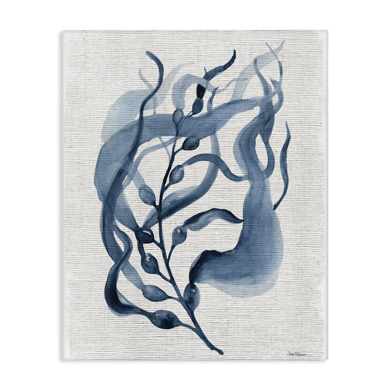 Toile à feuille d'herbe bleue fluide, design par Carol Robinson, H 40 po x l 30 po