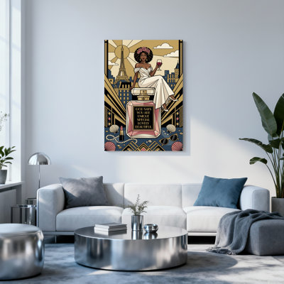 «Parisian Elegance Woman» avec bouteille de parfum et toile de paysage urbain, ensemble de 1 reproduction d'art sur toile