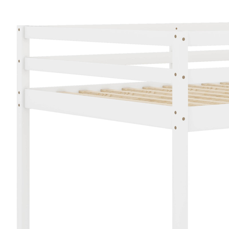 Lit mezzanine double avec armoire de rangement et escalier Jakema, Blanc