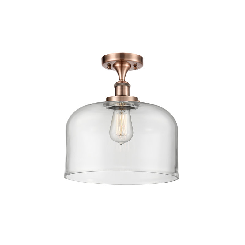 Plafonnier semi-encastré 1 lumière Ballston Urban Bell, Cuivre antique, H 13 po x l 12 po x P 12 po, Clair