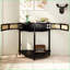 Table basse en rotin Boho avec tiroirs de rangement et amp; Tablette inférieure-958206331