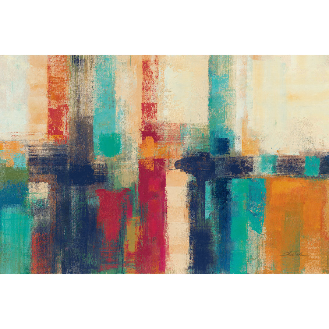 " Bright Aqua Horizon Crop " by Silvia Vassileva Painting Print Zipcode Design™ 