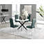 Tierra Modern High Gloss and Chrome Metal 4 Seat Dining Table Set - Luxury Velvet Dining Chairs-88388715-88388703