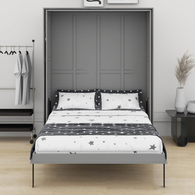 Multi-Functional Rotating Murphy Bed, Built-In Hidden Storage Racks
