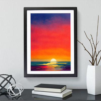 XV1022-625X An Ocean Sunset Watercolour No.5 - Single Picture Frame Print