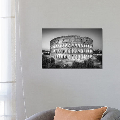 Colosseum In Rome Monochrome by Jan Becke - Wrapped Canvas Print