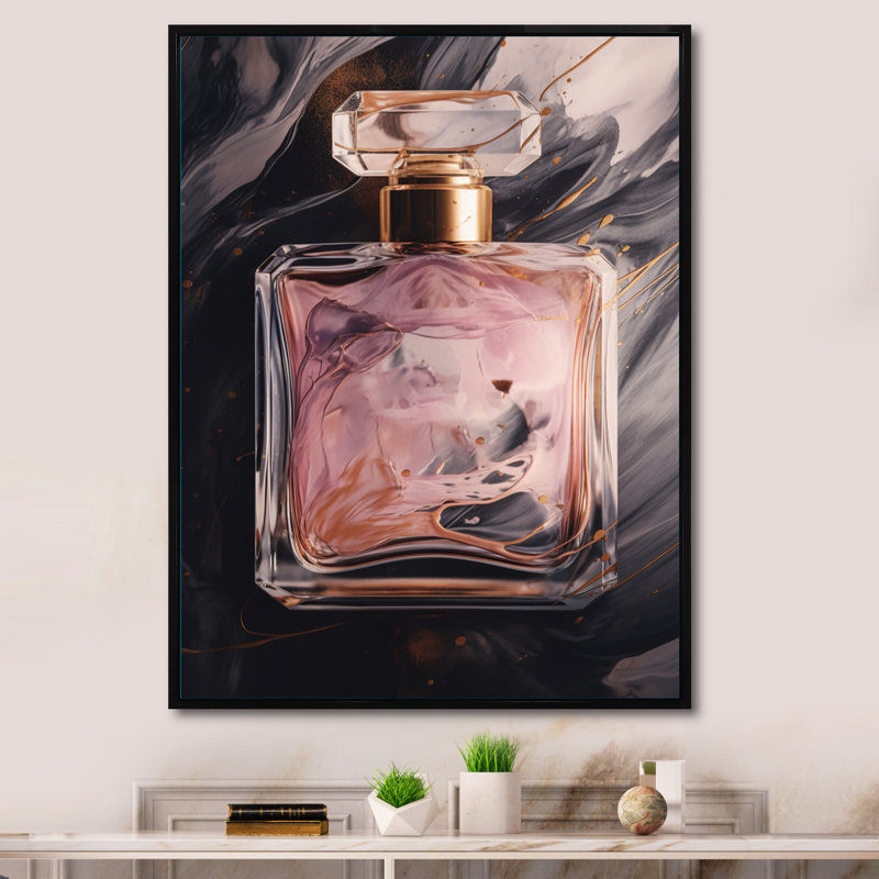 Rose parfum de couture - imprimé, H 32 po x l 24 po x P 1 po, Cadre flottant noir