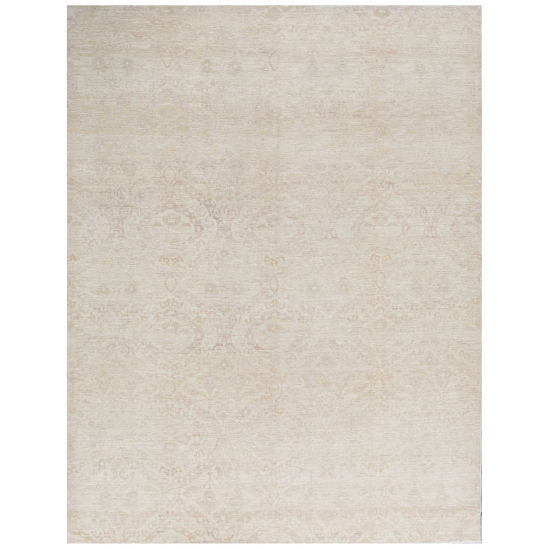 Sultanabad Wool Damask Area Rug in Coffee Cream