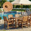 Ensemble de salle à manger de patio 7 pièces toutes saisons avec table de patio et chaises d'extérieur avec trou pour parasol et structure en aluminium pour 6 personnes à l'extérieur des meubles de jardin, de terrasse, de bord de piscine, de teck-859559282