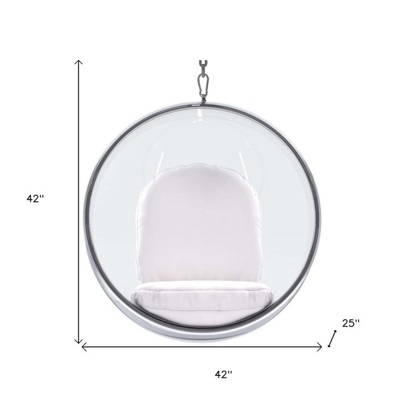 Fauteuil ballon 42 po en similicuir blanc