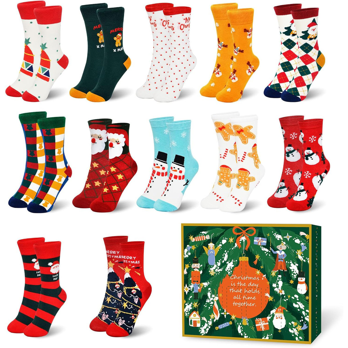 The Holiday Aisle® 12 Days Christmas Sock Advent Calendar for Women ...