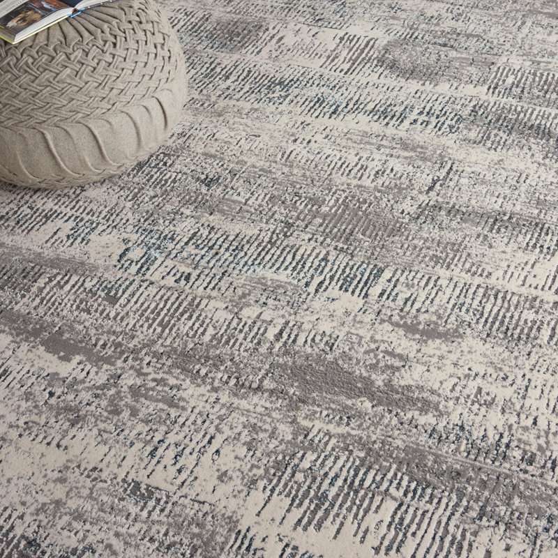 Uptown Abstract Area Rug in Gray, Rectangle 4' x 6'