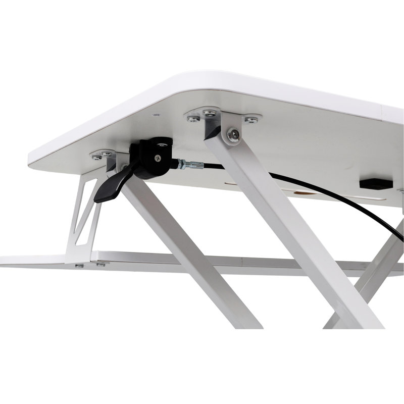 Station de travail blanche à hauteur réglable avec plateau à clavier, vérin pour bureau d'ordinateur portable à mouvement contrôlé, pour ordinateur portable, plateau sur mesure