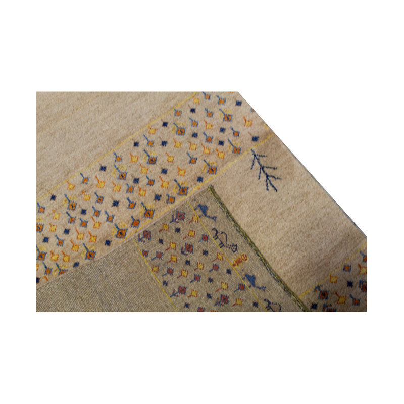 Tapis chameau et crème noué à la main de haute qualité