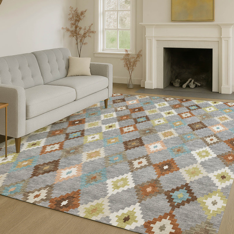 Tapis intérieur / extérieur lavable à la machine pour enfants Chantille ACN2513, Gris, Rectangle 10 pi x 14 pi
