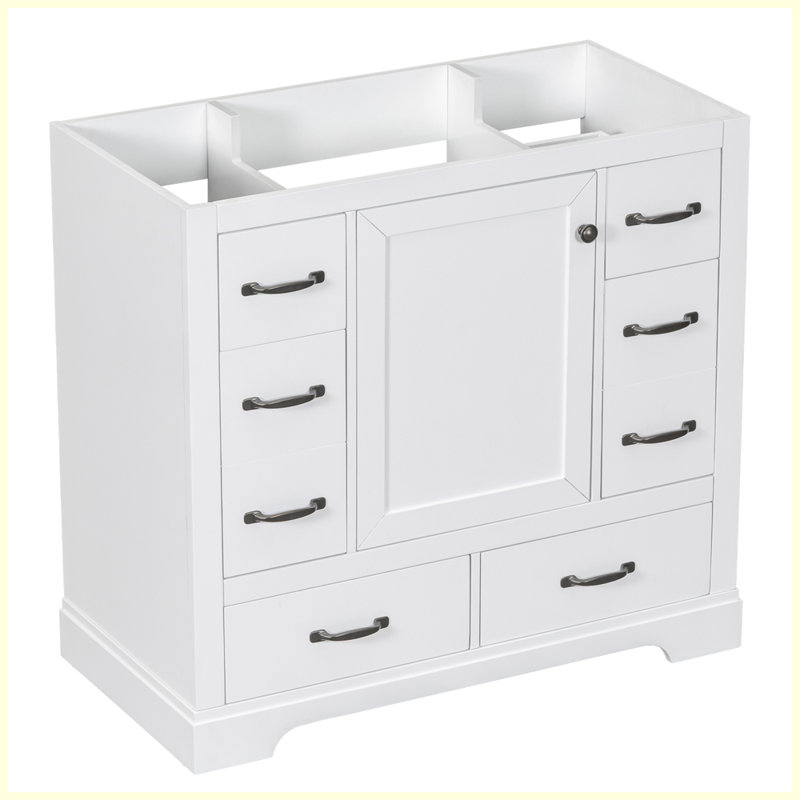 Meuble-lavabo moderne avec tiroir multifonctionnel, Blanc / Blanc