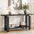Modern Entryway Table With Industrial Metal Accents, Pine Legs, And Tabletop - Black U-Style Console Geometric Tabletop, Open Shelf For Hallway Gray-1540403473
