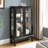 Curio Cabinet With Tempered Glass Doors, Lighted Display Cabinet With Mirrored Back Panel & Adjustable Shelves Perfect For Home Or Office (Light Bulb Included)