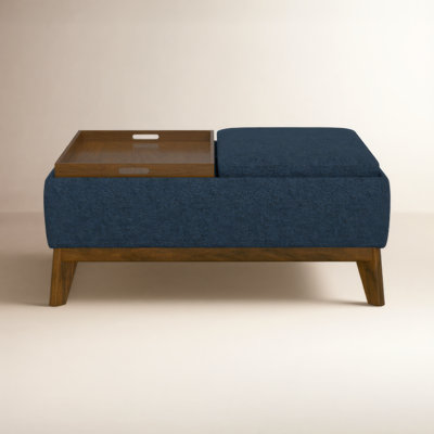 Rudi Mid-Century Modern Storage Ottoman with Reversible Tray Cushions