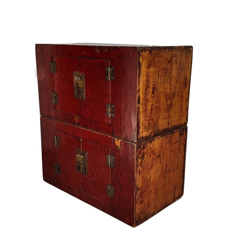 2 Piece Solid Wood Coffee Table Trunk