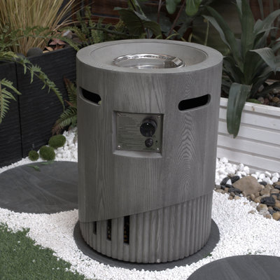 Foyer d'extérieur au gaz 32 000 pour l'extérieur, 20 po rond, avec lave et brûleur extérieur rond