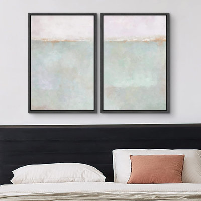 «Minimal Landscape Pastel Blue Grey Landscape», reproduction de tableau sur toile 2 pièces