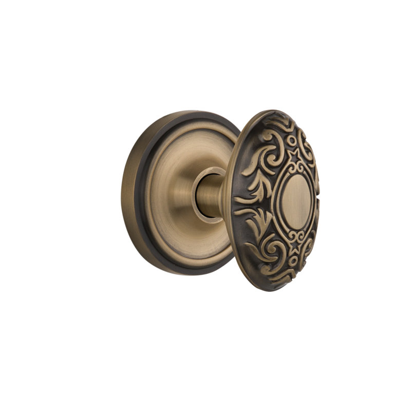 Rosette classique avec bouton de porte victorien, Laiton antique, 2.75"