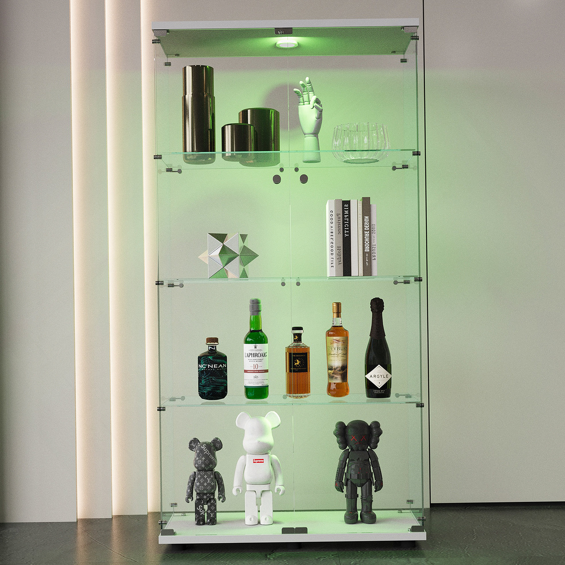 Latitude Run® TwoDoor LED Lights Glass Display 4 Shelves With — free download
