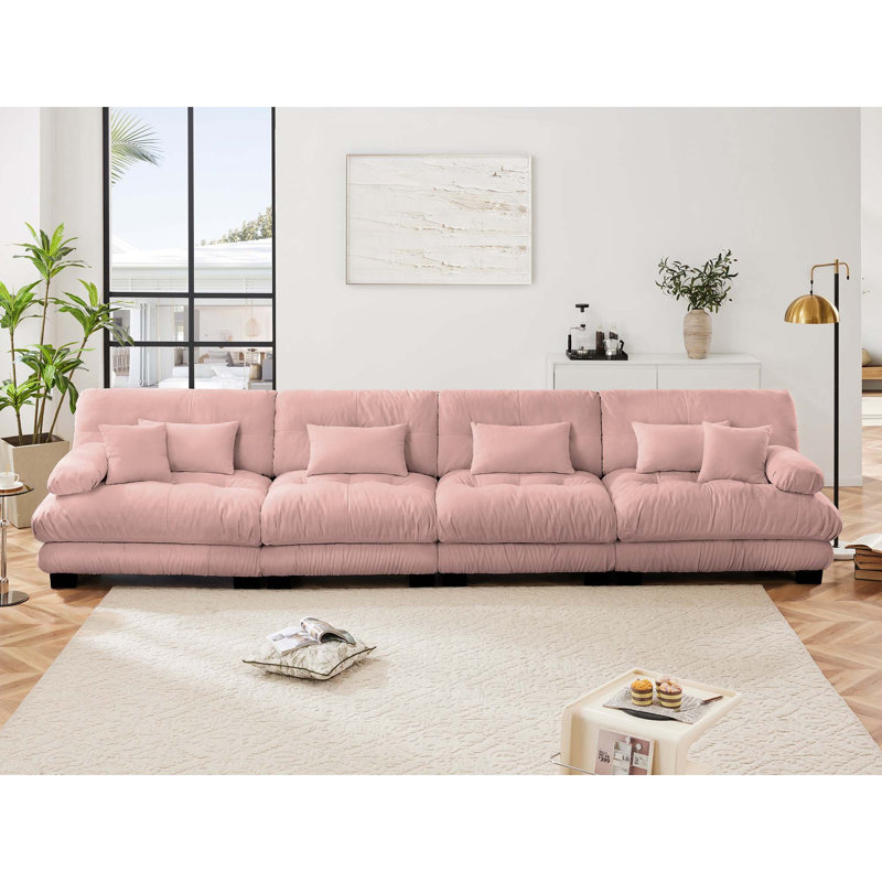 Canapé modulaire 4 places, Chenille rose