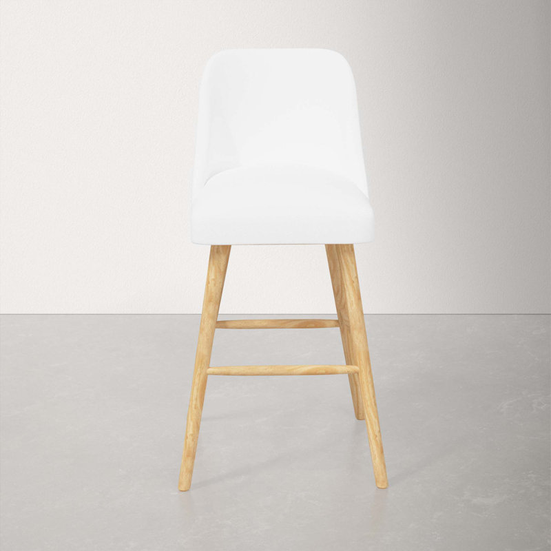 Tabouret Gallie, Tabouret de bar (siège d'une hauteur de 31 po), Bois naturel, Coutil blanc