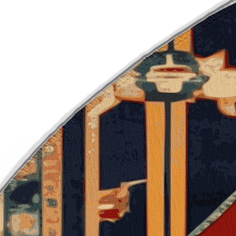Tapis d'intérieur et d'extérieur gris Persian, Rond 5 pi