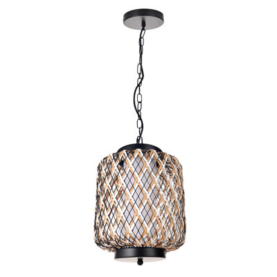 Luminaire suspendu lanterne noir mat à 1 lumière Lajuan