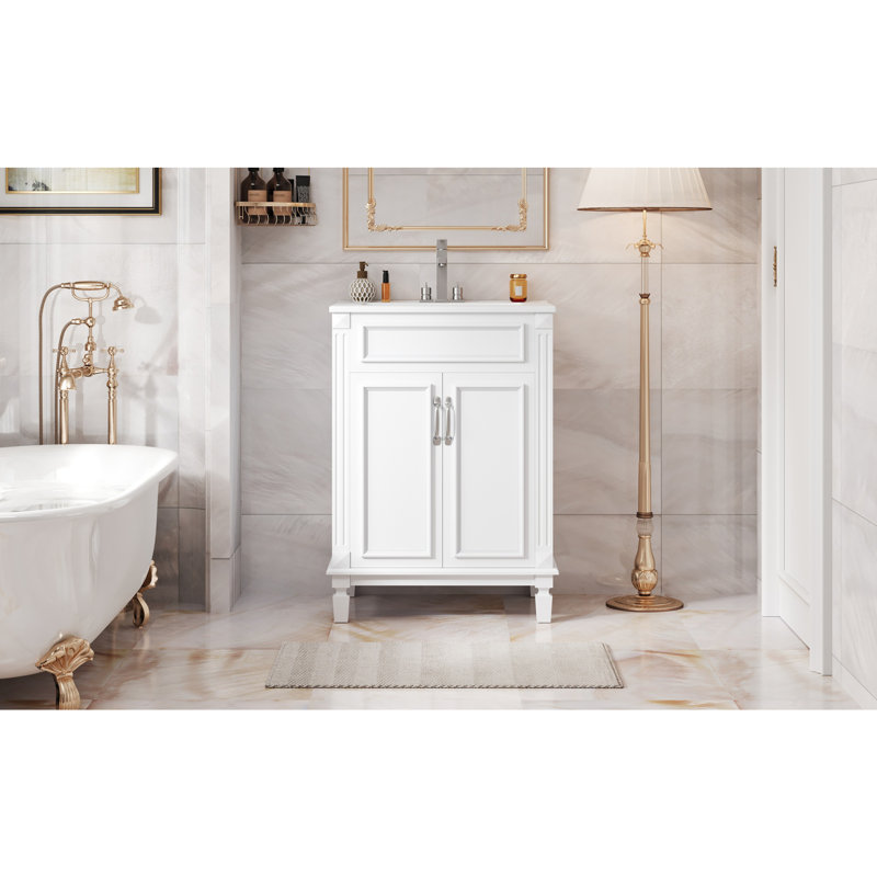 Meuble-lavabo 24 po avec lavabo supérieur, Blanc