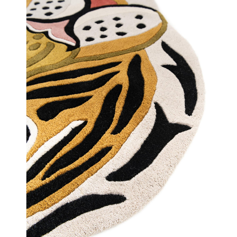 Unique Loom Tiger Playtime Kids Wool Rug, Tiger 4'1" x 4'1"