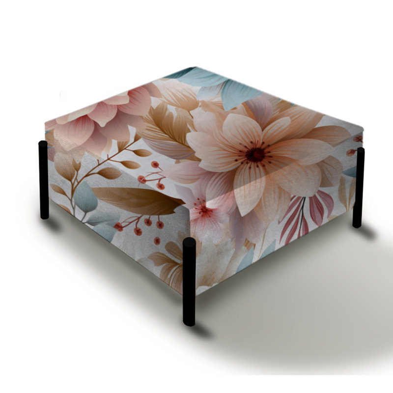 Motif de fleurs pastel bohémien - Grand repose-pieds carré floral