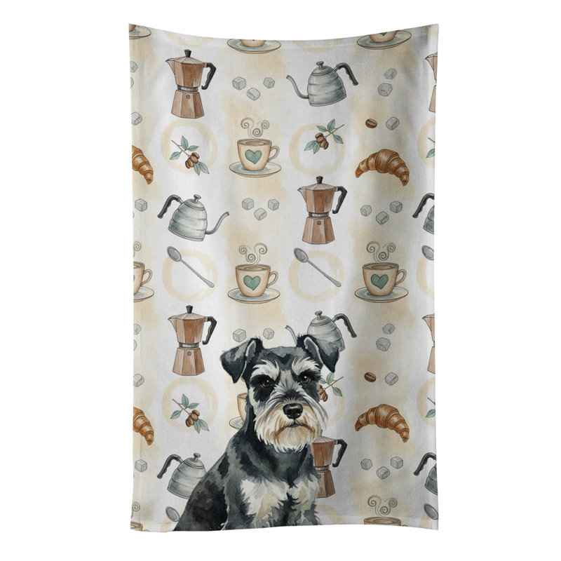 Serviette de cuisine noire et argentée Schnauzer, Schnauzer miniature noir et argent