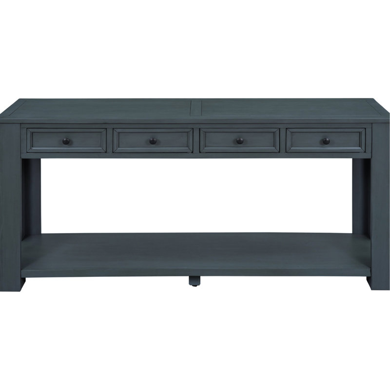 Console en bois massif bleu marine: et élégante avec rangement rectangulaire supplémentaire, Marine