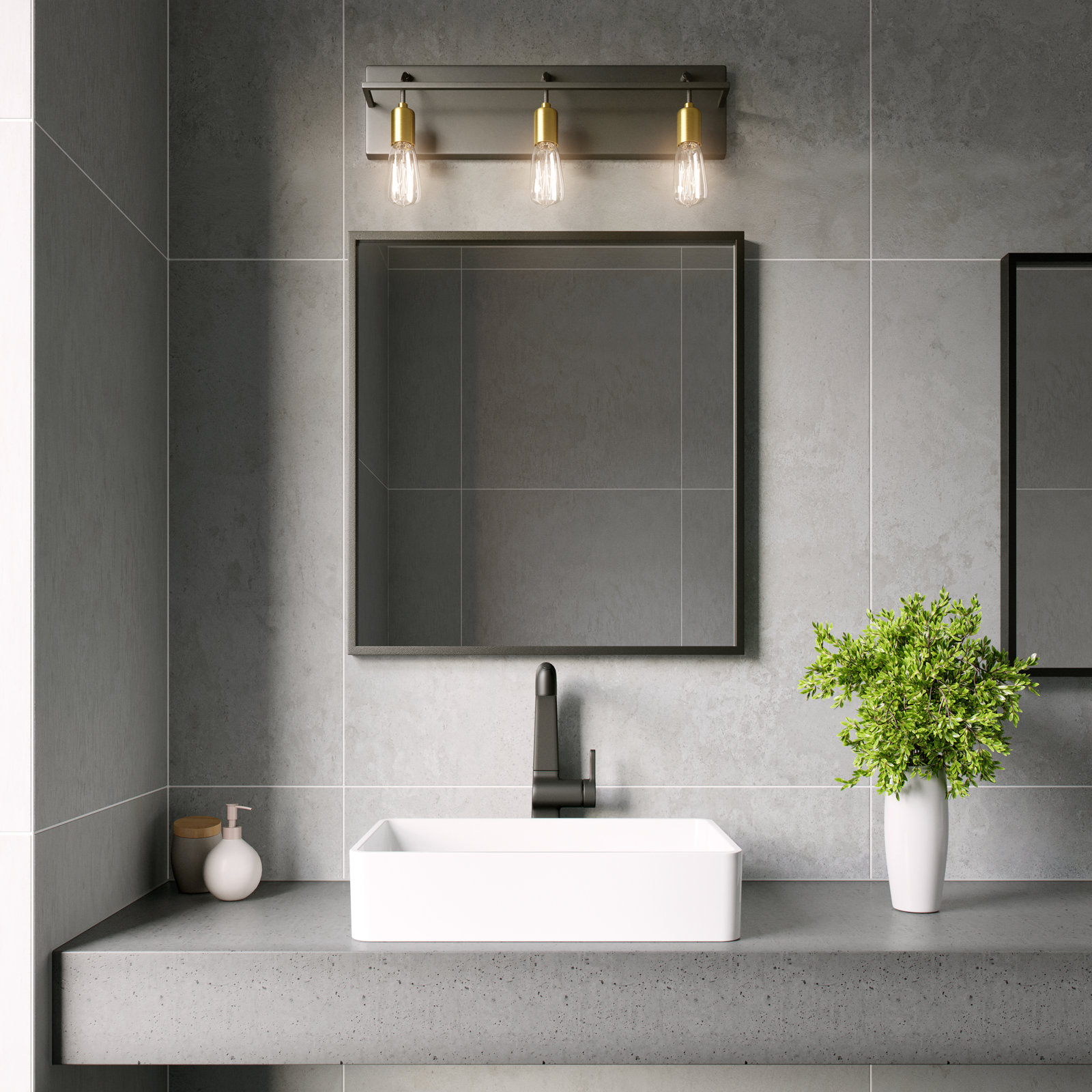 3 Light Dimmable Bath Bar, No Bulb