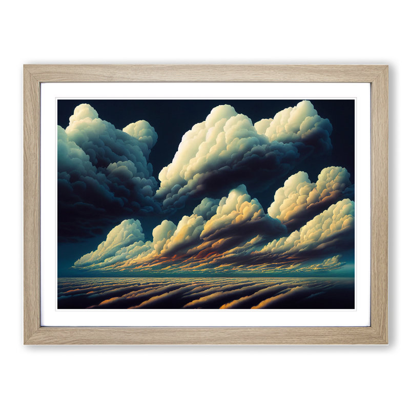Moody Clouds - Framed Print, 25cm H x 34cm W x 2cm D, Oak Framed
