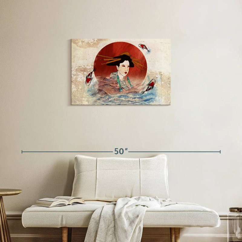 Koi et Geisha japonais Leisha, H 20 po x l 30 po