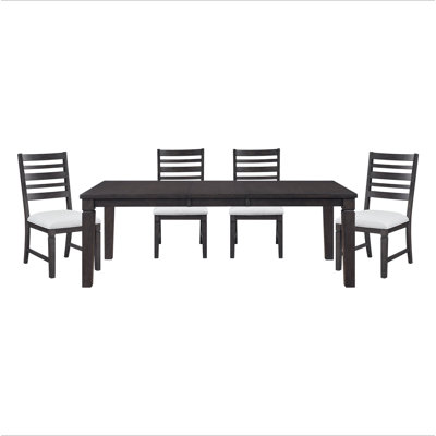 Ensemble de salle à manger 5 pièces Classic Style espresso foncé avec rallonge et 4 chaises