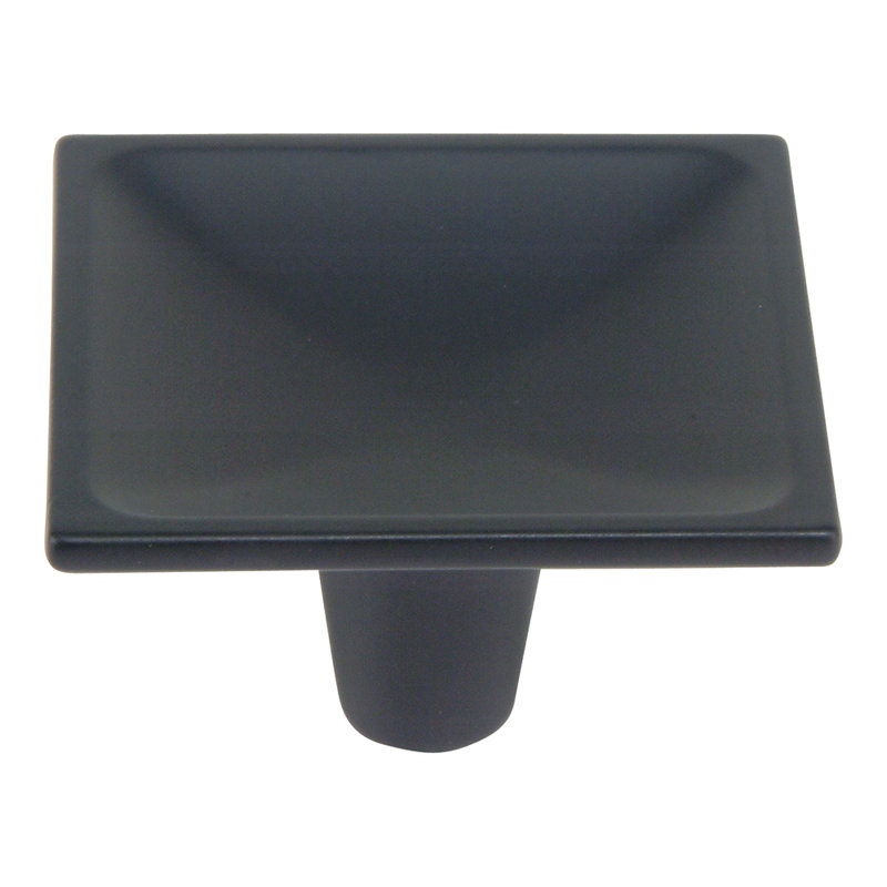 Matte Black Square Modern Knob with Mounting Hardware