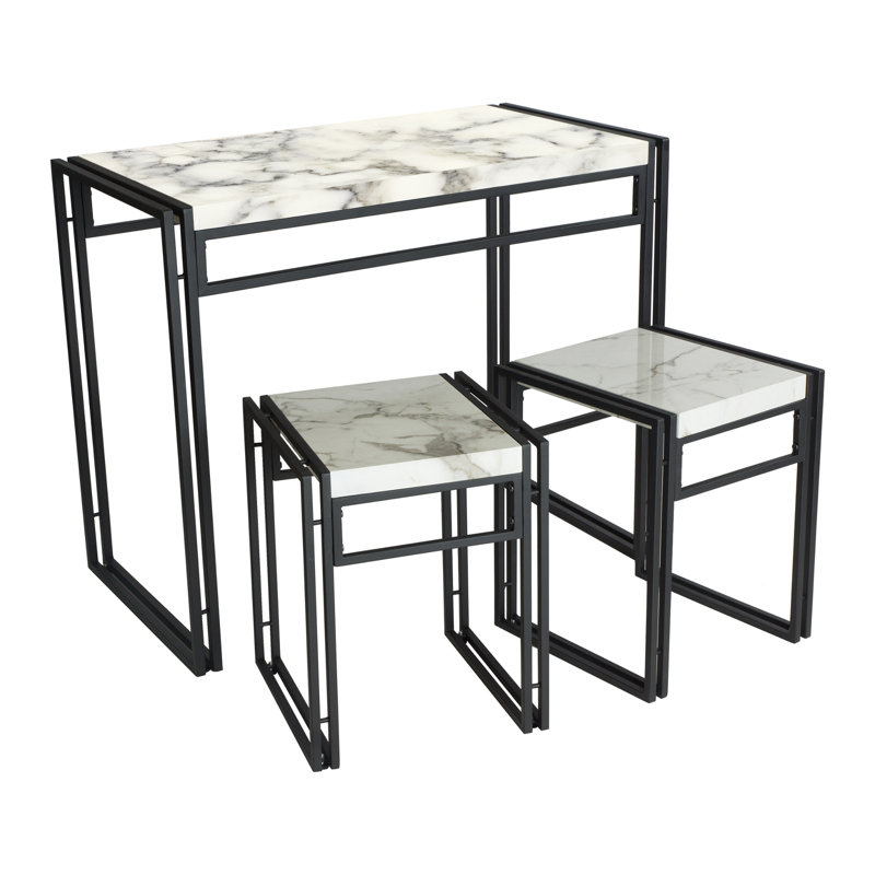 Krimmel 2 - Person Dining Set, Faux Marble/Dark Gray