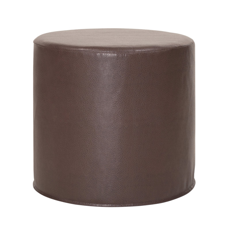 Contreras Faux Leather Ottoman, Pecan Faux Leather