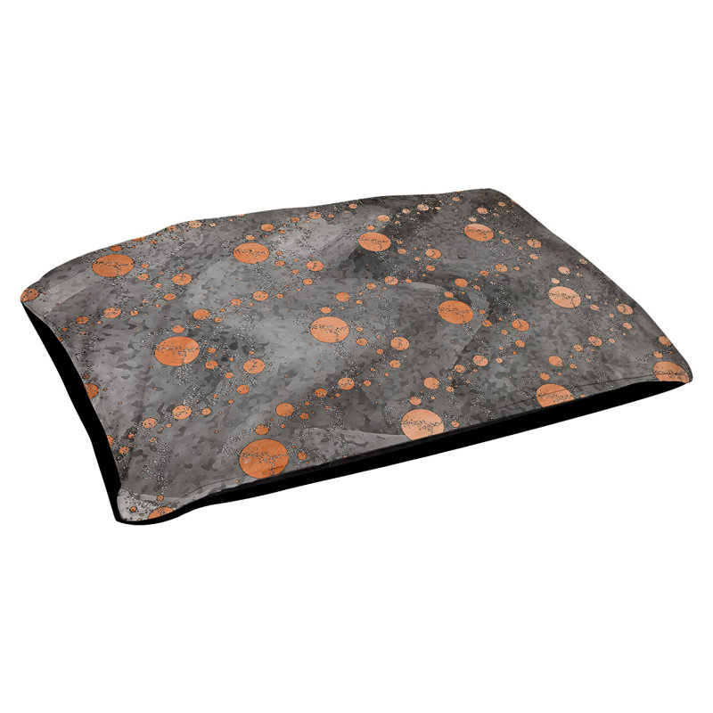 Coussin d'extérieur pour chien Byrge Planets Stars, Très grand (l 52 po x P 42 po x H 17 po), Orange / Noir