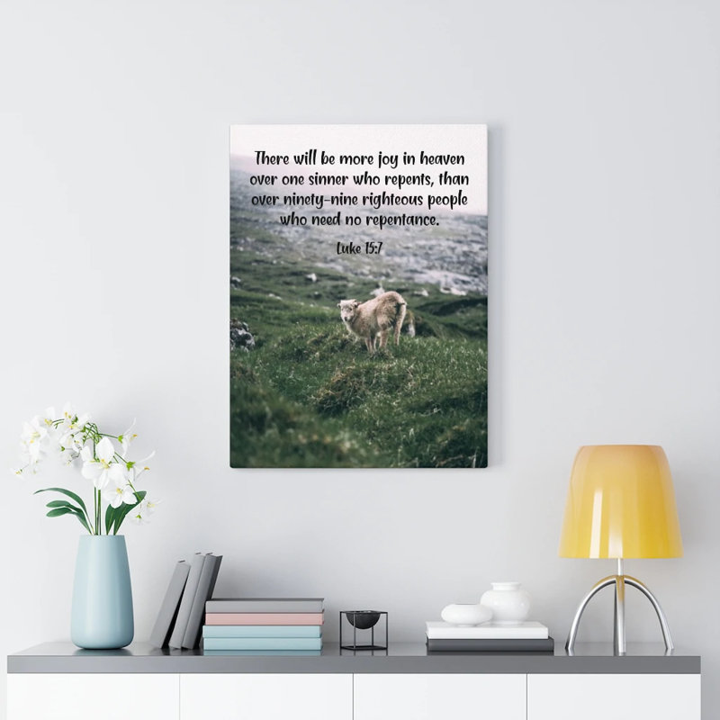 More Joy In Heaven Luke 15:7 - Wrapped Canvas Print, 61cm H x 46cm W