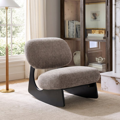 Hartford Organic Modern Sculptural Sled-Base Rocking Accent Chair with Curved Hollow Wood Base for Living Room, Bedroom & Nursery