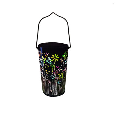 Iron Solar  Lantern Lights Colorful Solar Garden Lanterns Decor Gift Hanging Lanterns Lights With Colorful Projection LED Solar Lanterns Outdoor Waterproof Yard Patio Backyard Porch Decor